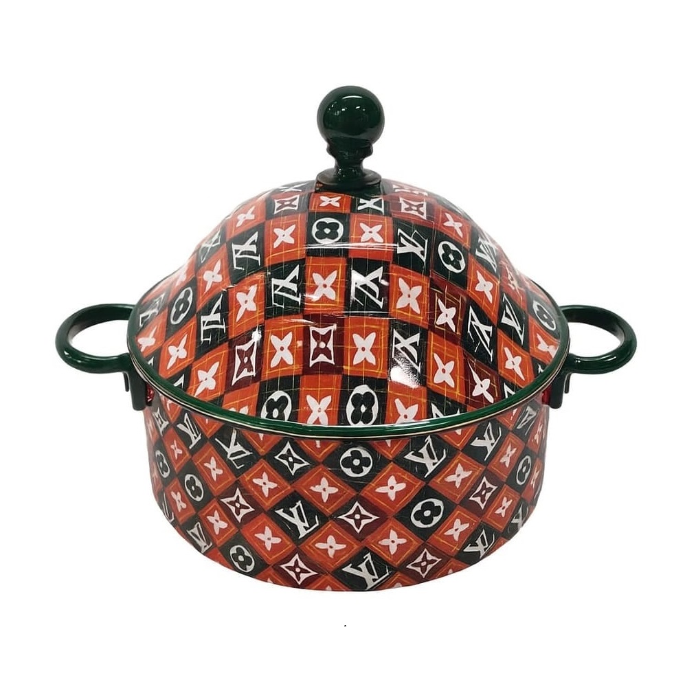 Enamel Printed Design Insulated Casseroles Server Hot Pot