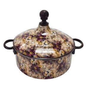 Flower Printed Design Double Wall Casseroles Server Hot Pot