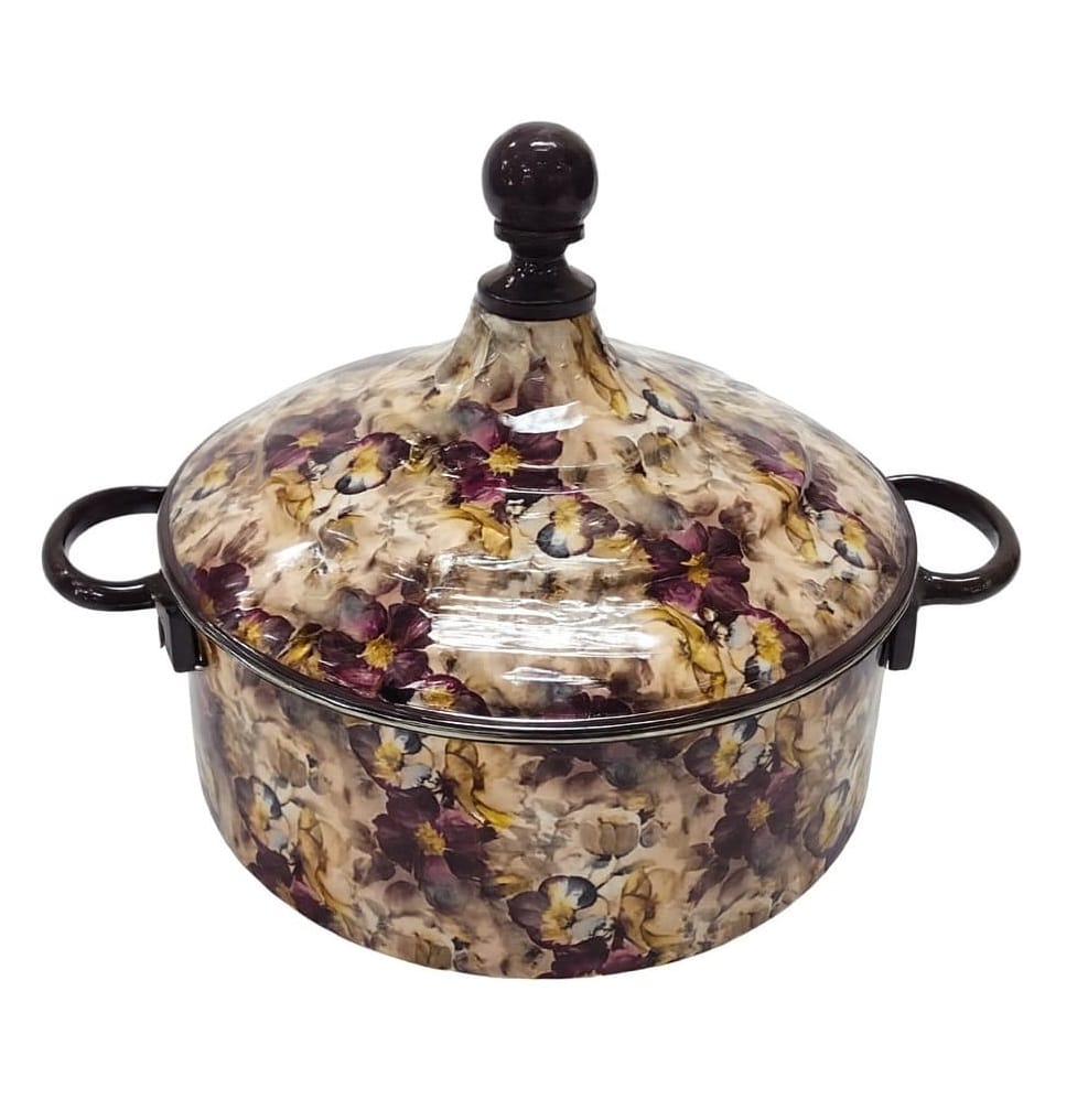 Flower Printed Design Double Wall Casseroles Server Hot Pot