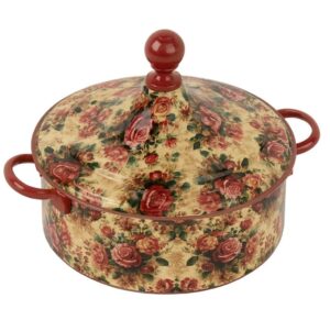 Double Wall Casseroles Server Hot Pot For Flower Printed Design