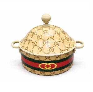 Stainless Steel Designer Hot Pot With Enamel Printed Finish