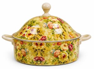 Glossy Enamel Printed Finishing Hot Pot For Home Food Supplies Casseroles Server