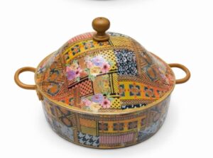 Handmade Design Casseroles Server Hot Pot Shiny Enamel Printed Designer Hot Pot