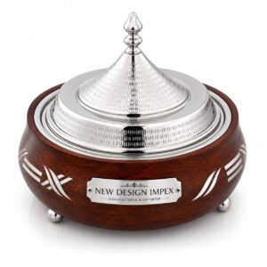 Arabic Insulated Wooden Hot Pot Hammered Design Lid Food Server Hot Pot