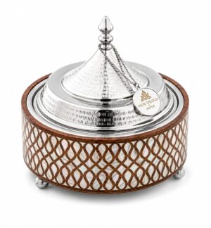 Luxury Hot Pot Cone Shape Lid Hammered Design Wooden Hot Pot